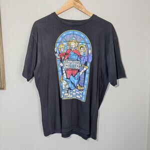Threadless SFRSTR By Aaron Hogg Stained Glass Graphic Faded Black T-Shirt M